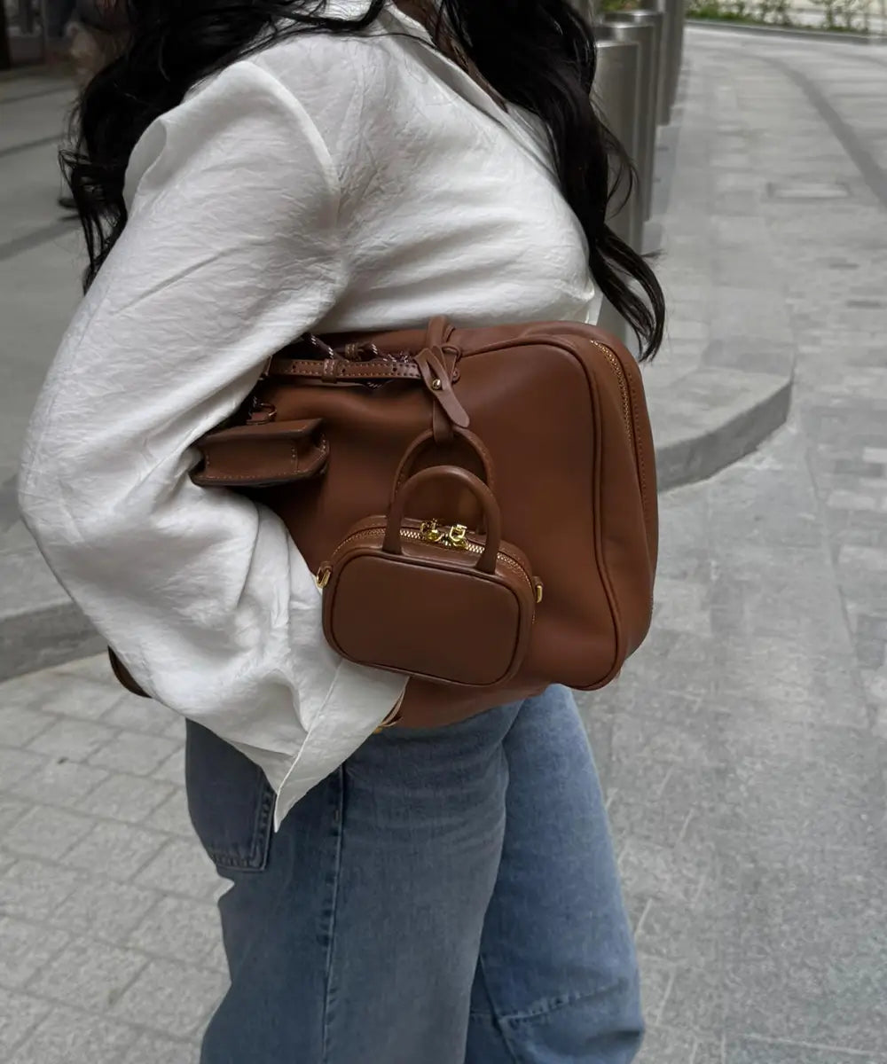 Brown leather bag