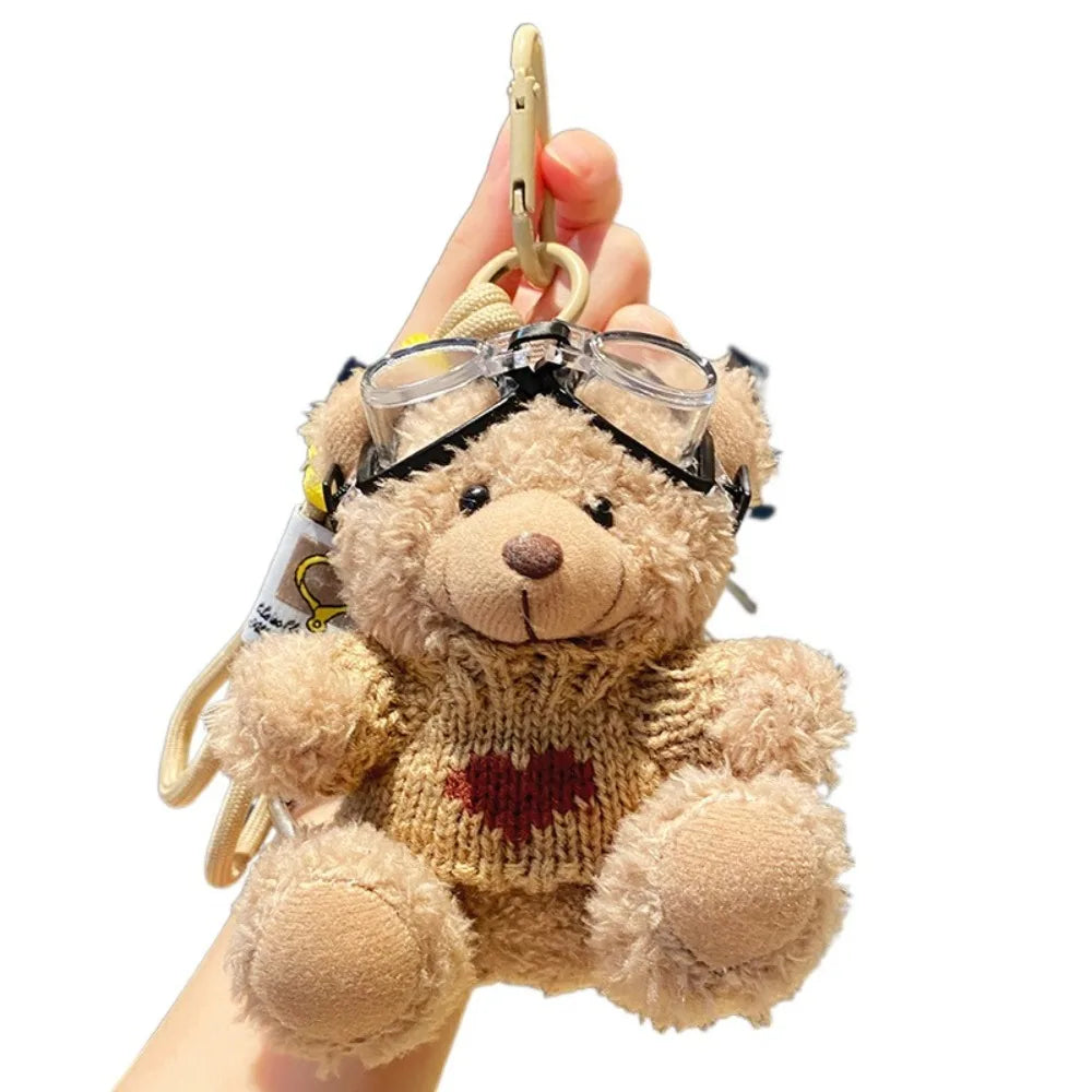 Kawaii Goggles Pilot Bear Keychain