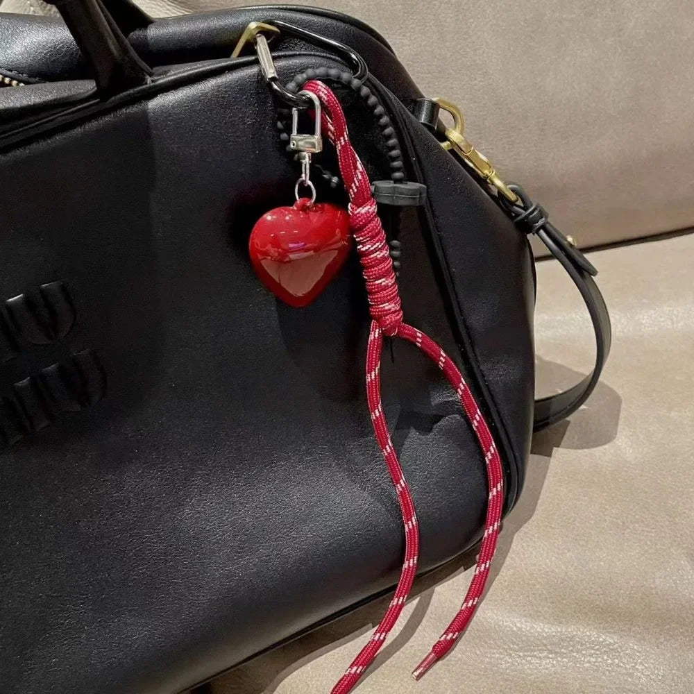Fashionable Heart Leather Rope Keychain