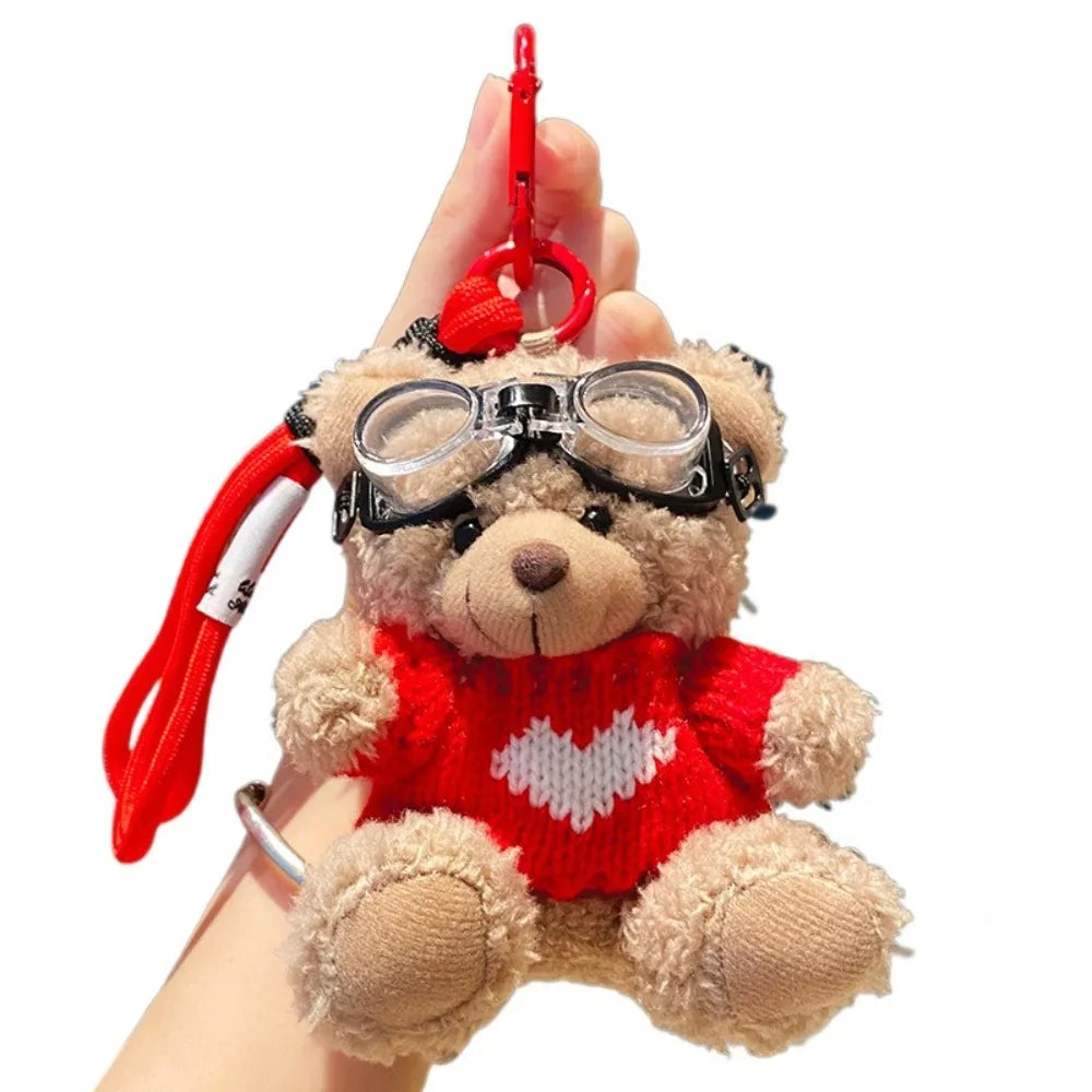 Kawaii Goggles Pilot Bear Keychain