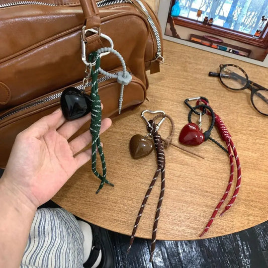 Fashionable Heart Leather Rope Keychain