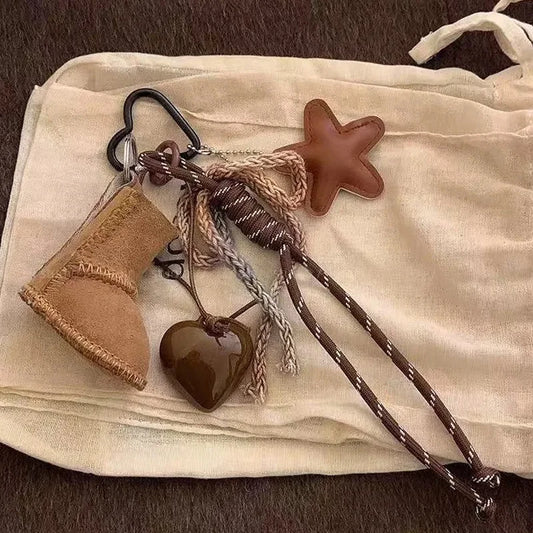 Stylish Geometric PU Leather Star Keychain