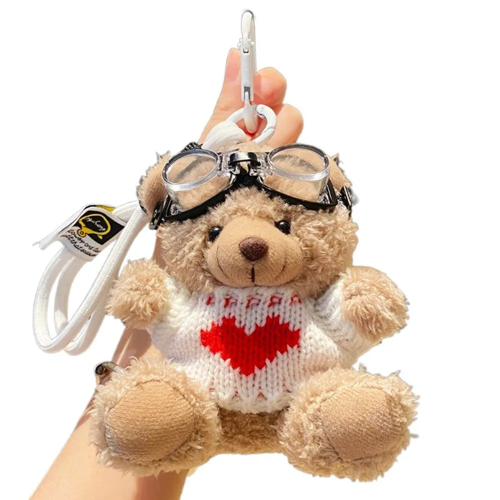 Kawaii Goggles Pilot Bear Keychain